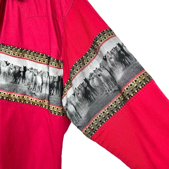 Rodeo West Mens Sz Large Vintage 90s Western Texas Button Down Shirt Top Ranch - Picture 6 of 11